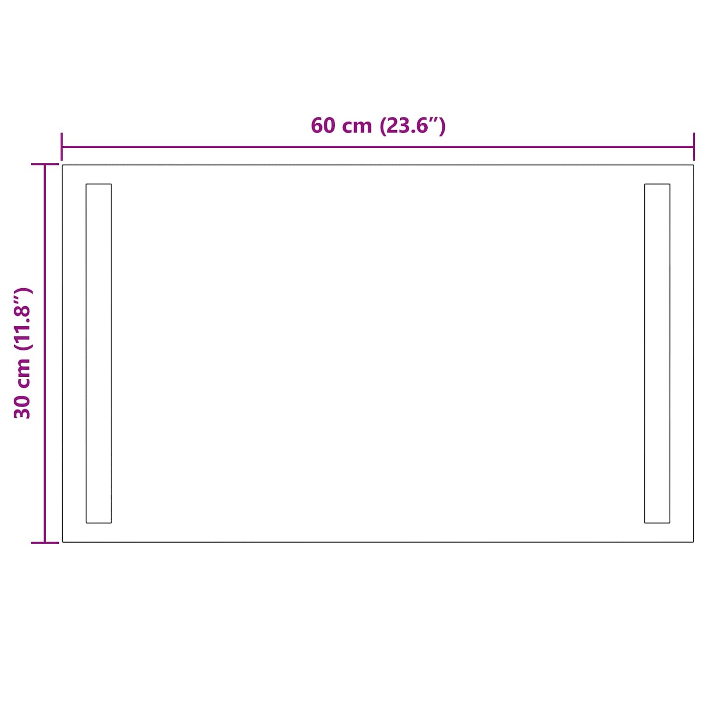 LED-Badezimmerspiegel Transparent 60 x 30 cm Gehärtetes Glas