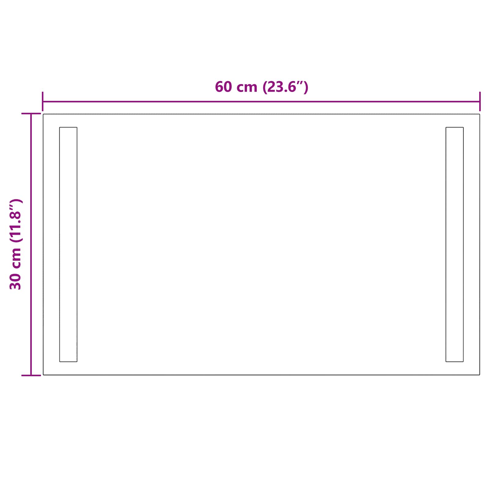LED-Badezimmerspiegel Transparent 60 x 30 cm Gehärtetes Glas