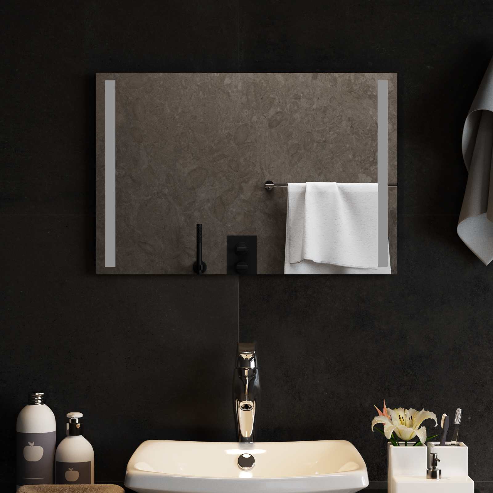 LED-Badezimmerspiegel Transparent 60 x 40 cm Gehärtetes Glas