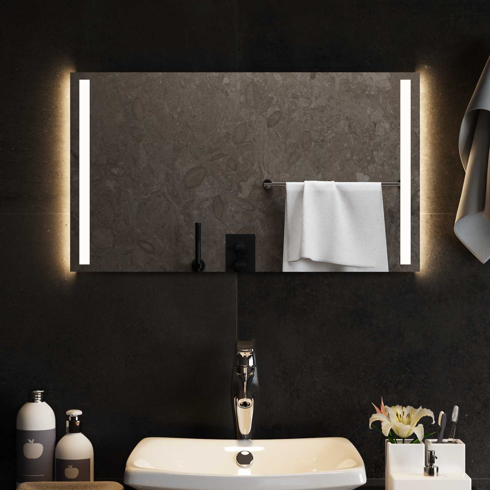 LED-Badezimmerspiegel Transparent 70 x 40 cm Gehärtetes Glas