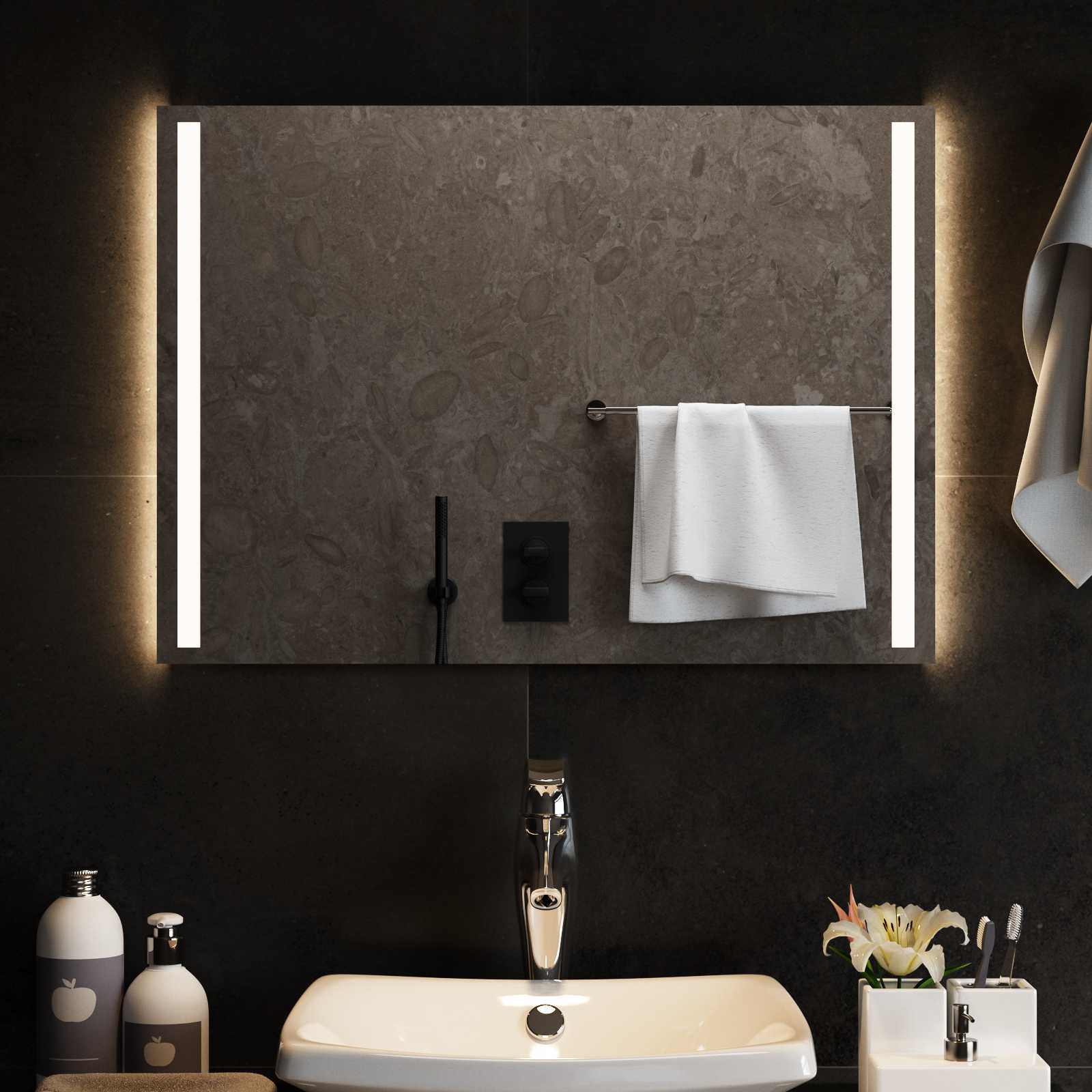 LED-Badezimmerspiegel Transparent 70 x 50 cm Gehärtetes Glas