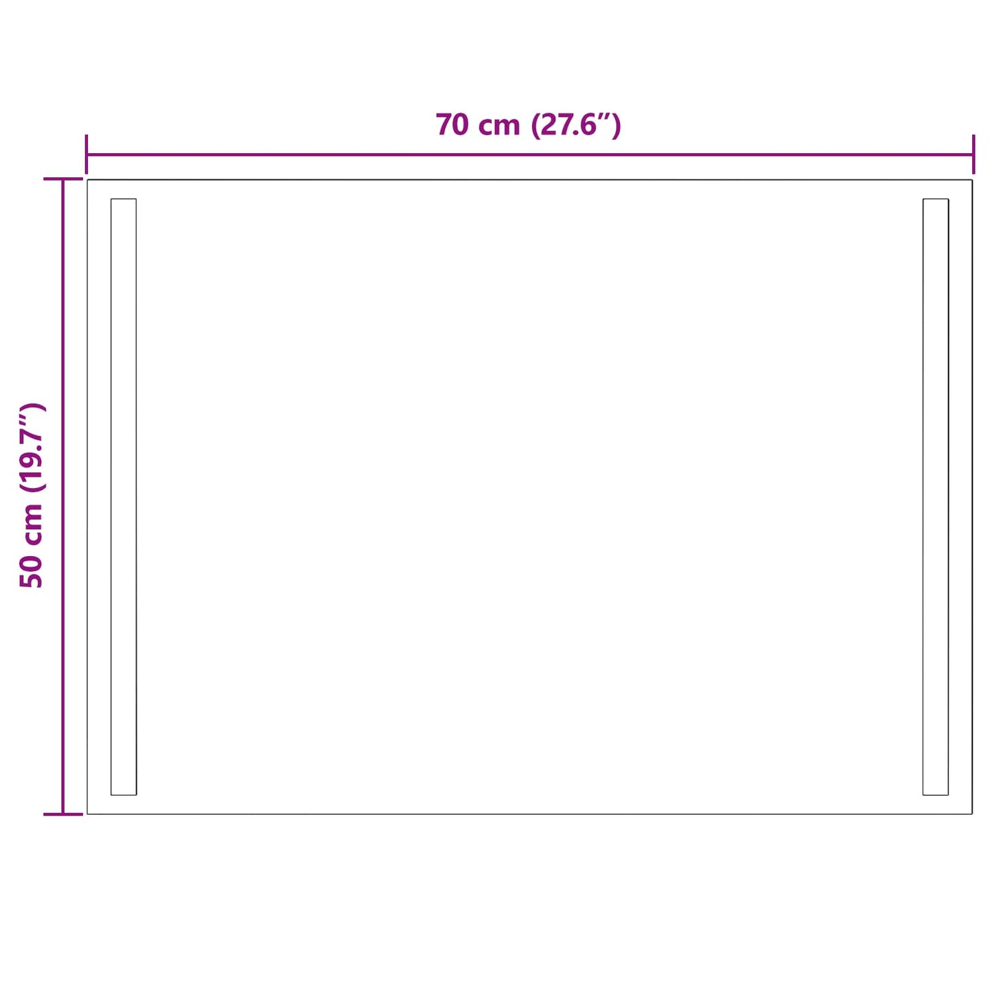 LED-Badezimmerspiegel Transparent 70 x 50 cm Gehärtetes Glas