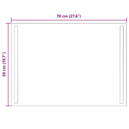 LED-Badezimmerspiegel Transparent 70 x 50 cm Gehärtetes Glas