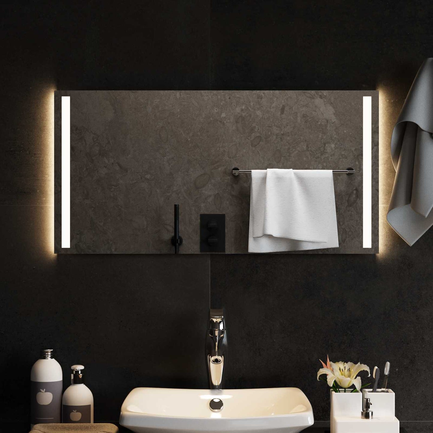 LED-Badezimmerspiegel Transparent 80 x 40 cm Gehärtetes Glas
