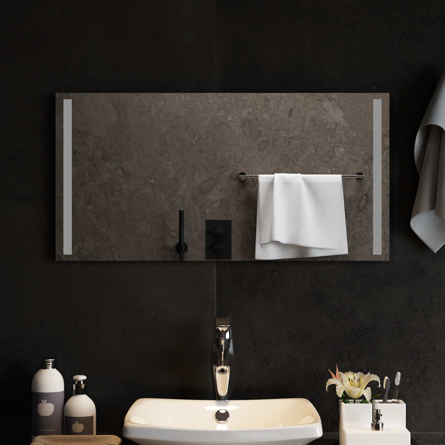 LED-Badezimmerspiegel Transparent 80 x 40 cm Gehärtetes Glas