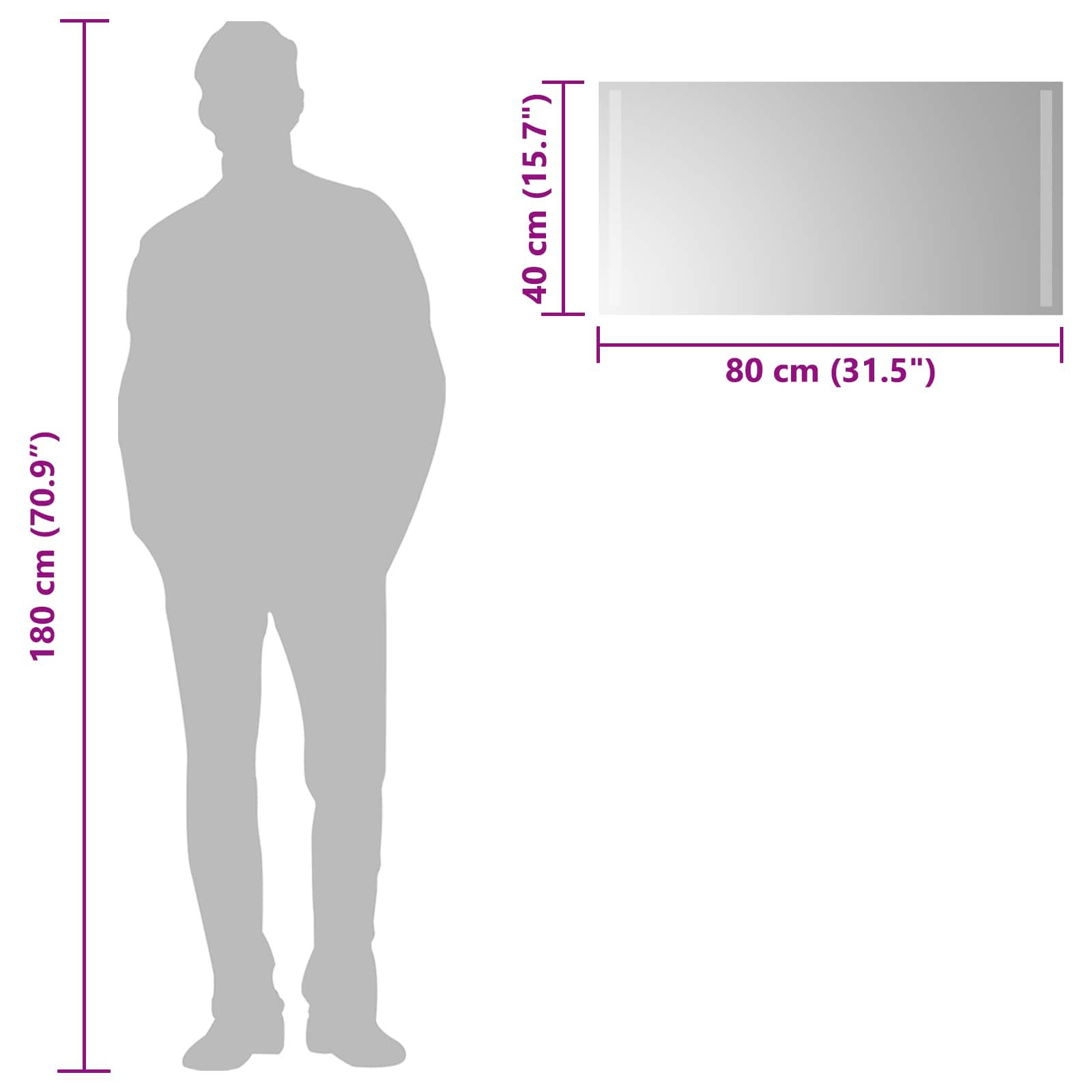 LED-Badezimmerspiegel Transparent 80 x 40 cm Gehärtetes Glas