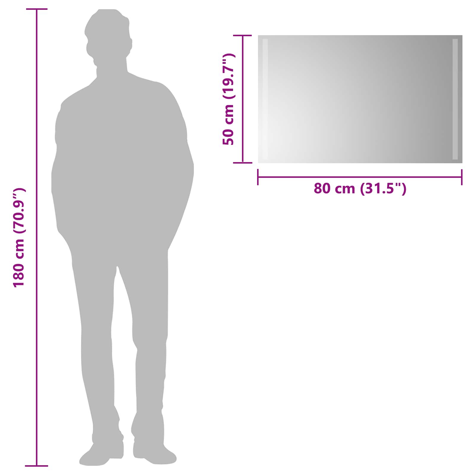 LED-Badezimmerspiegel Transparent 80 x 50 cm Gehärtetes Glas