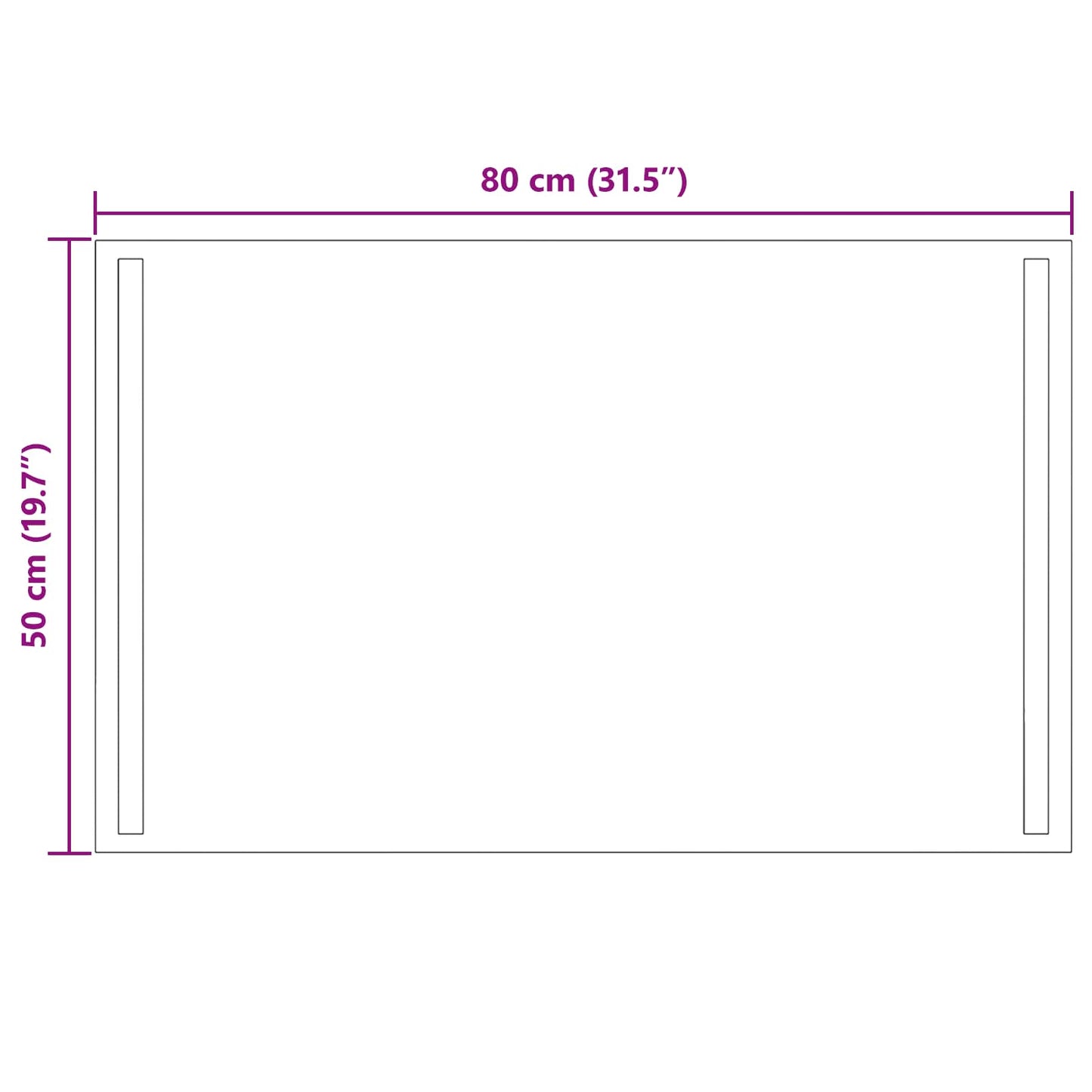 LED-Badezimmerspiegel Transparent 80 x 50 cm Gehärtetes Glas