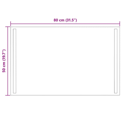 LED-Badezimmerspiegel Transparent 80 x 50 cm Gehärtetes Glas