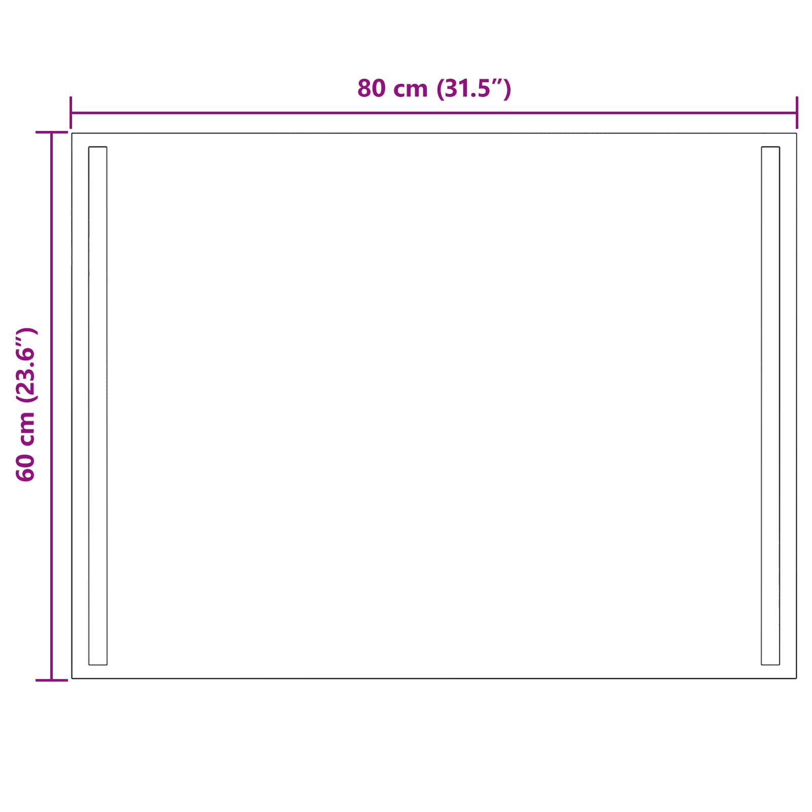 LED-Badezimmerspiegel Transparent 80 x 60 cm Gehärtetes Glas