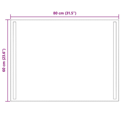 LED-Badezimmerspiegel Transparent 80 x 60 cm Gehärtetes Glas