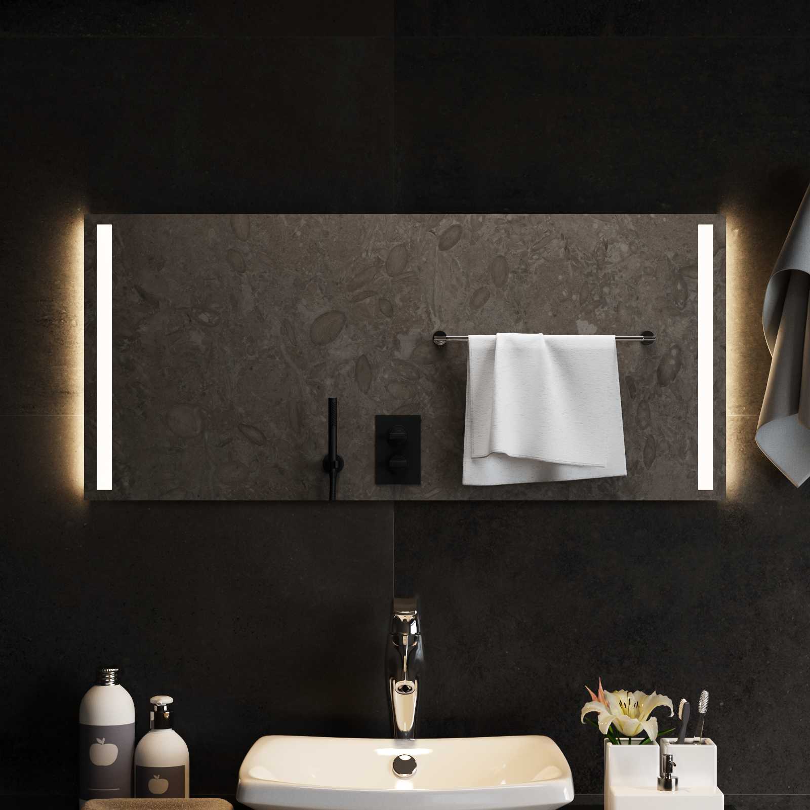 LED-Badezimmerspiegel Transparent 90 x 40 cm Gehärtetes Glas