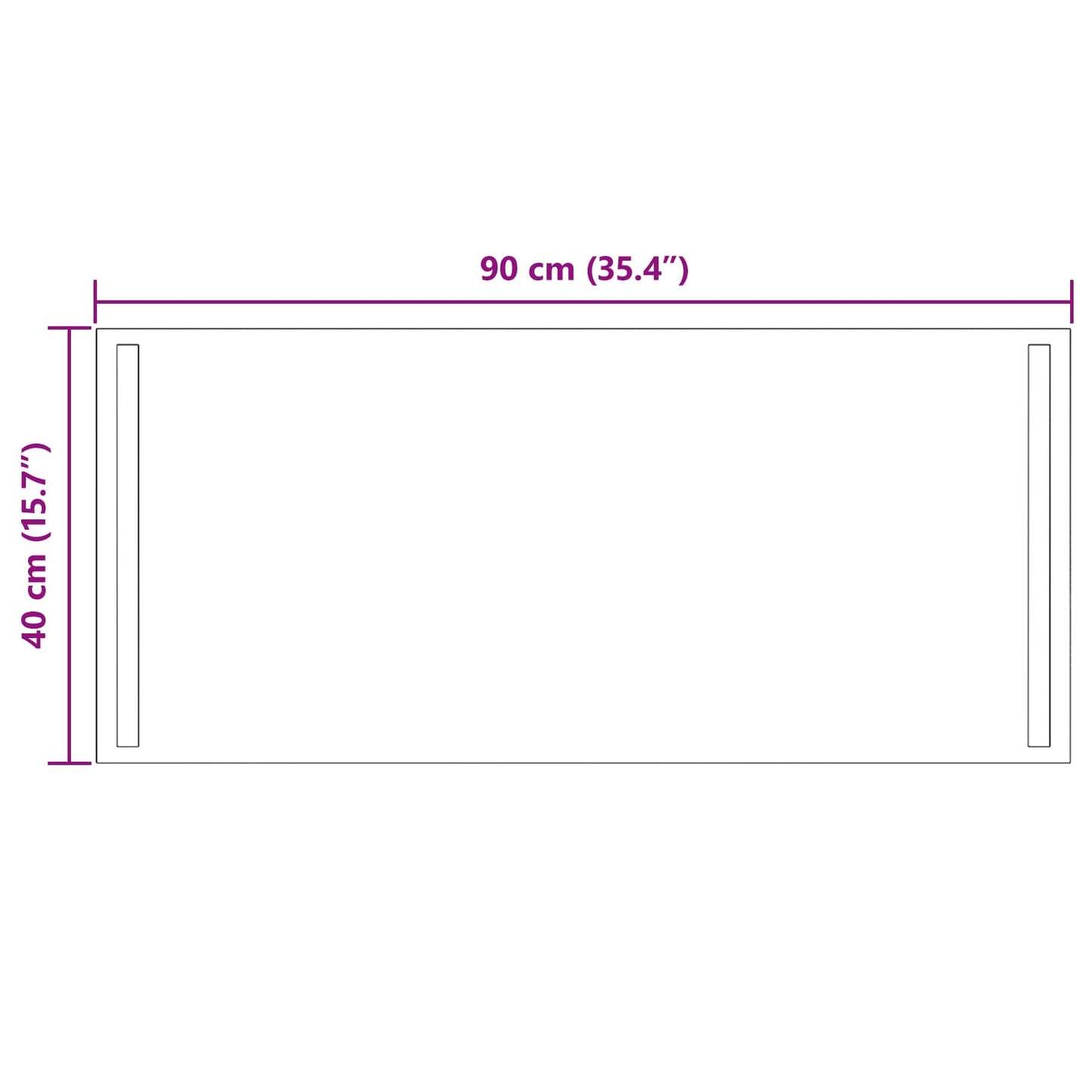 LED-Badezimmerspiegel Transparent 90 x 40 cm Gehärtetes Glas