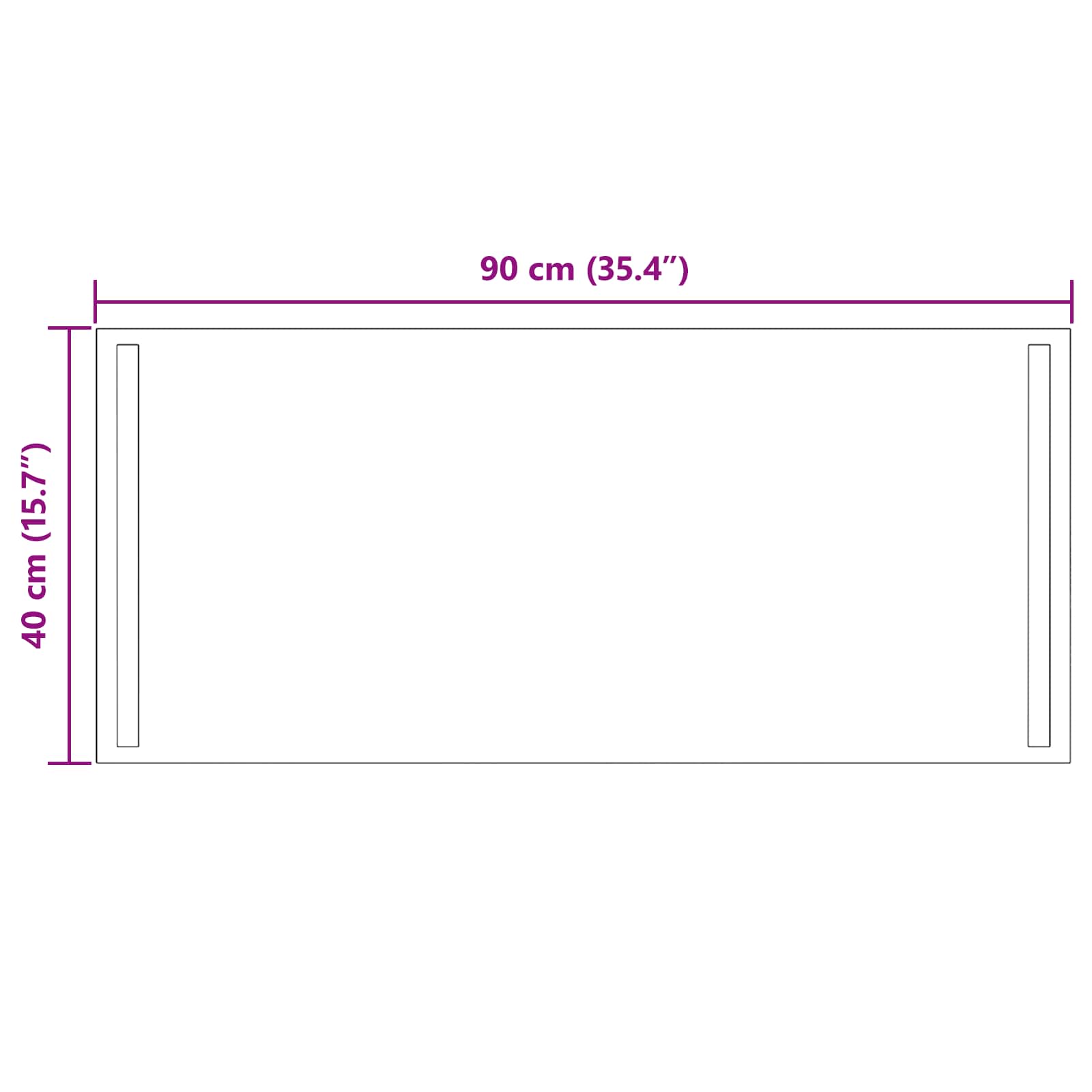 LED-Badezimmerspiegel Transparent 90 x 40 cm Gehärtetes Glas
