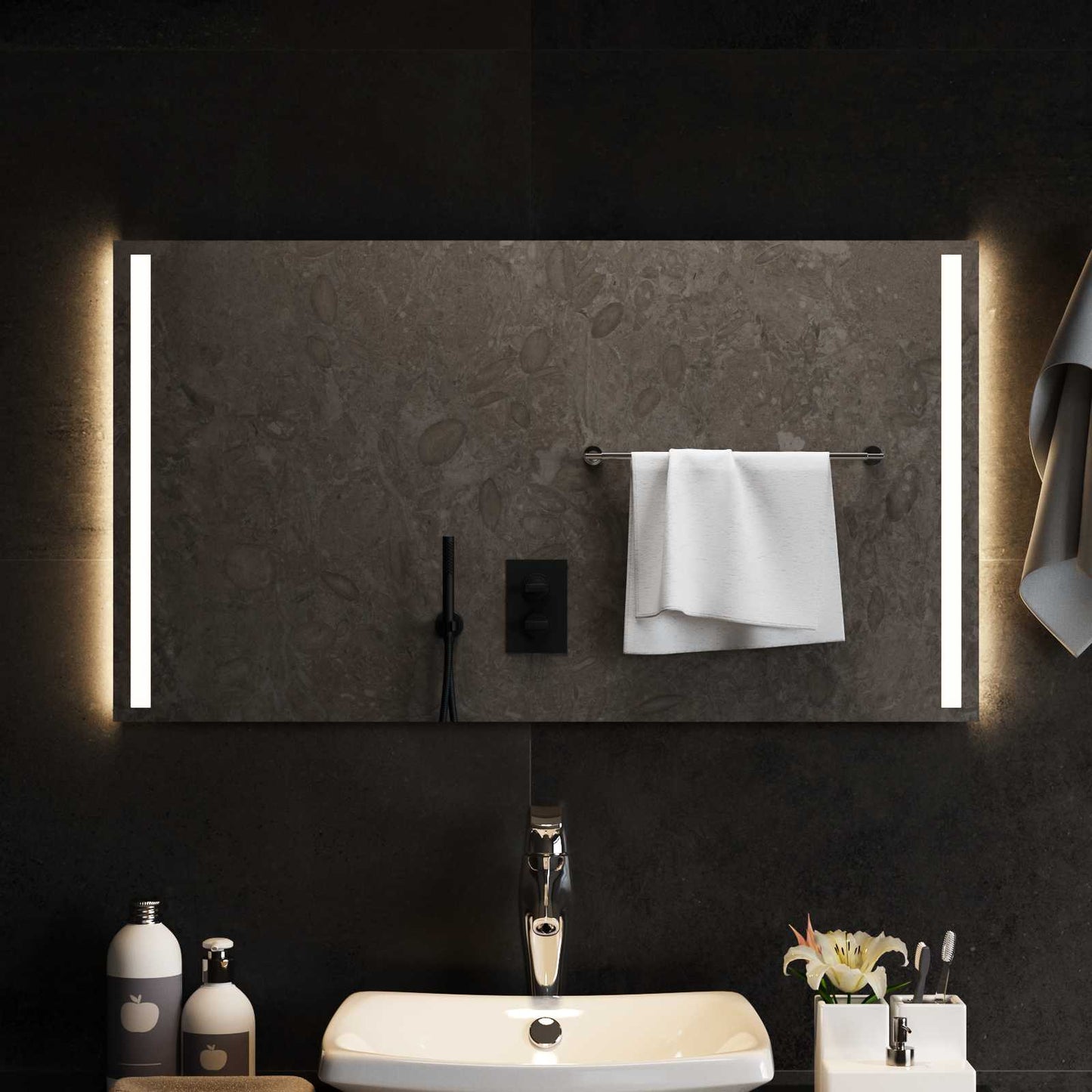LED-Badezimmerspiegel Transparent 90 x 50 cm Gehärtetes Glas