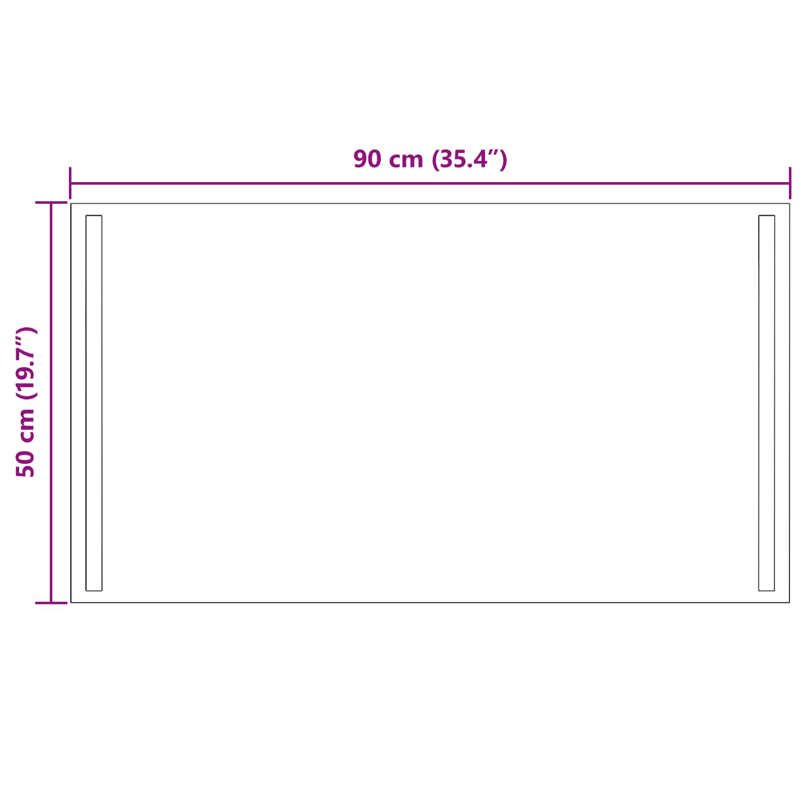 LED-Badezimmerspiegel Transparent 90 x 50 cm Gehärtetes Glas