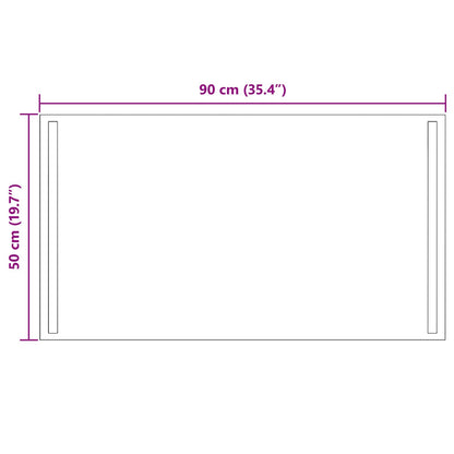 LED-Badezimmerspiegel Transparent 90 x 50 cm Gehärtetes Glas