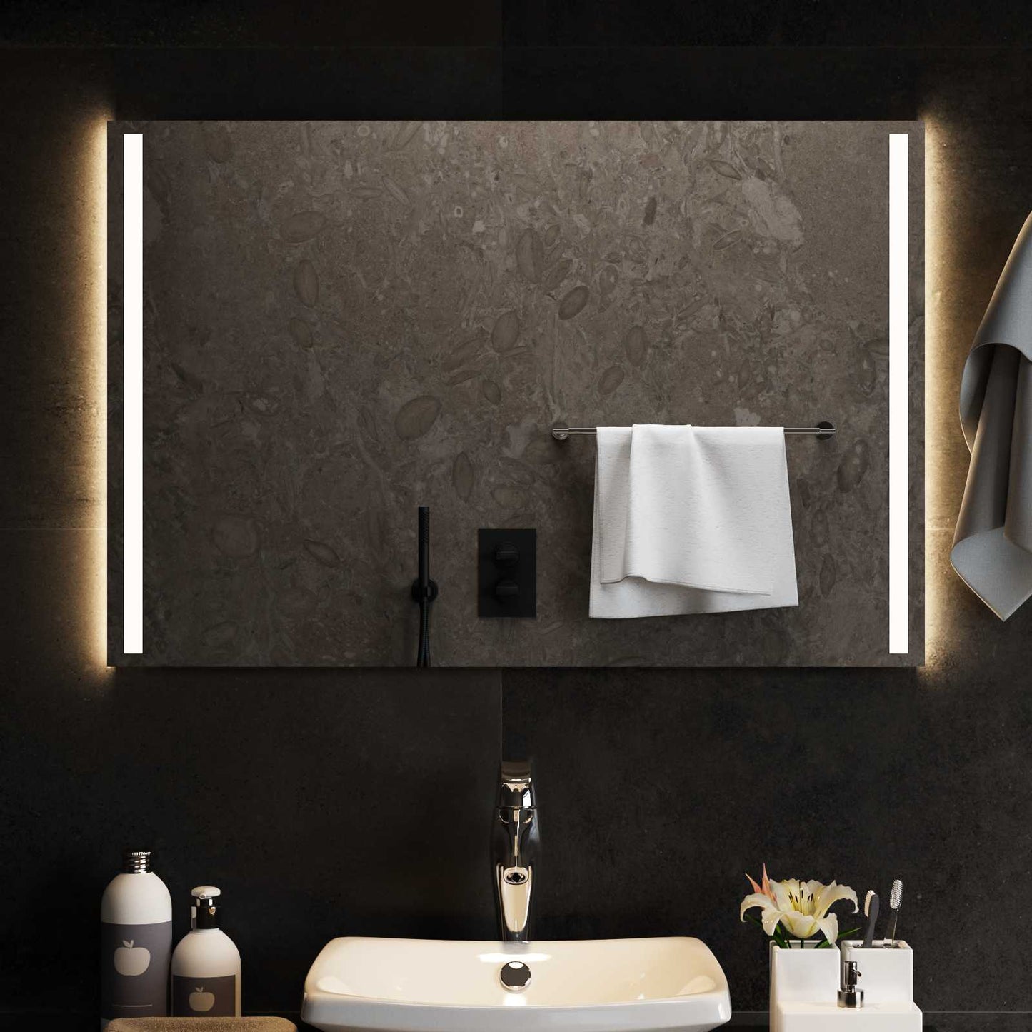 LED-Badezimmerspiegel Transparent 90 x 60 cm Gehärtetes Glas