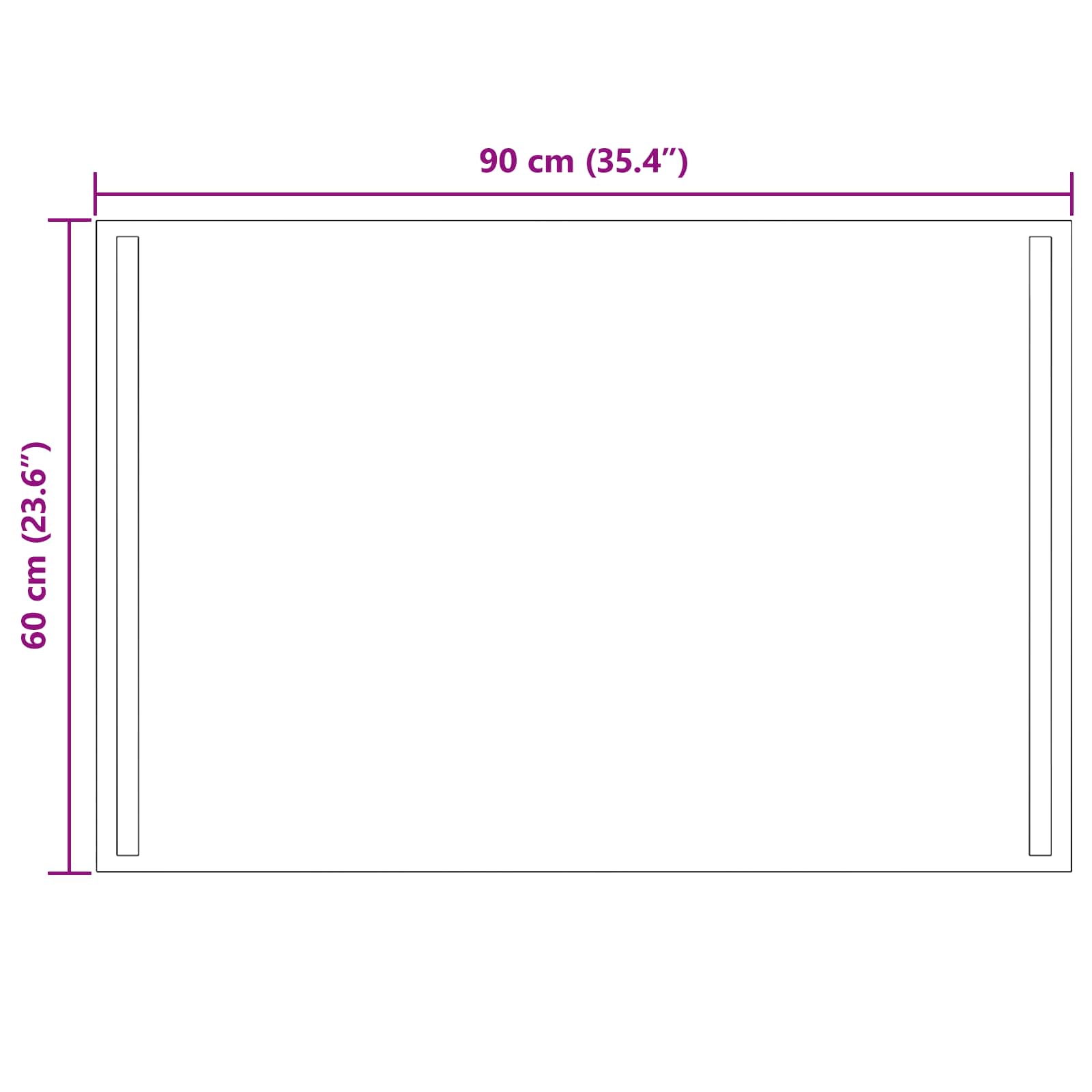 LED-Badezimmerspiegel Transparent 90 x 60 cm Gehärtetes Glas