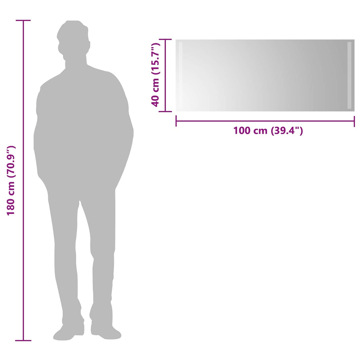 LED-Badezimmerspiegel Transparent 100 x 40 cm Gehärtetes Glas