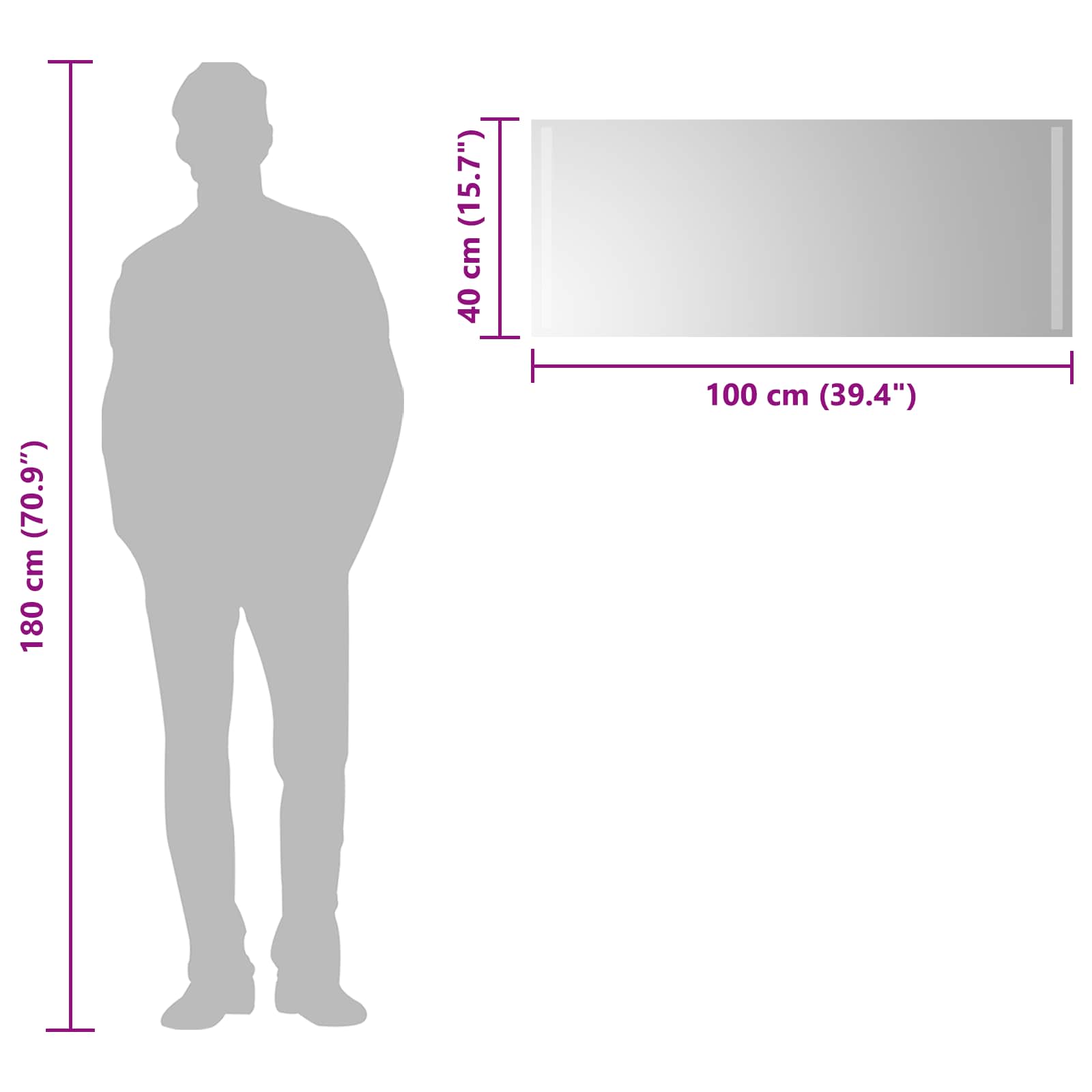 LED-Badezimmerspiegel Transparent 100 x 40 cm Gehärtetes Glas