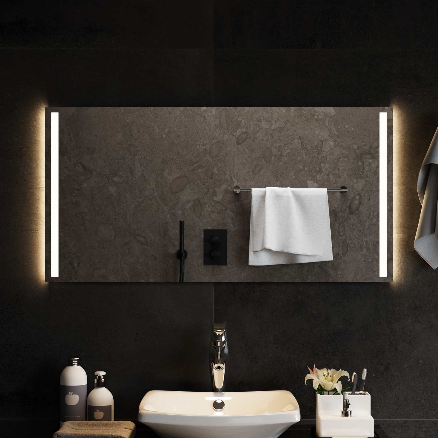 LED-Badezimmerspiegel Transparent 100 x 50 cm Gehärtetes Glas