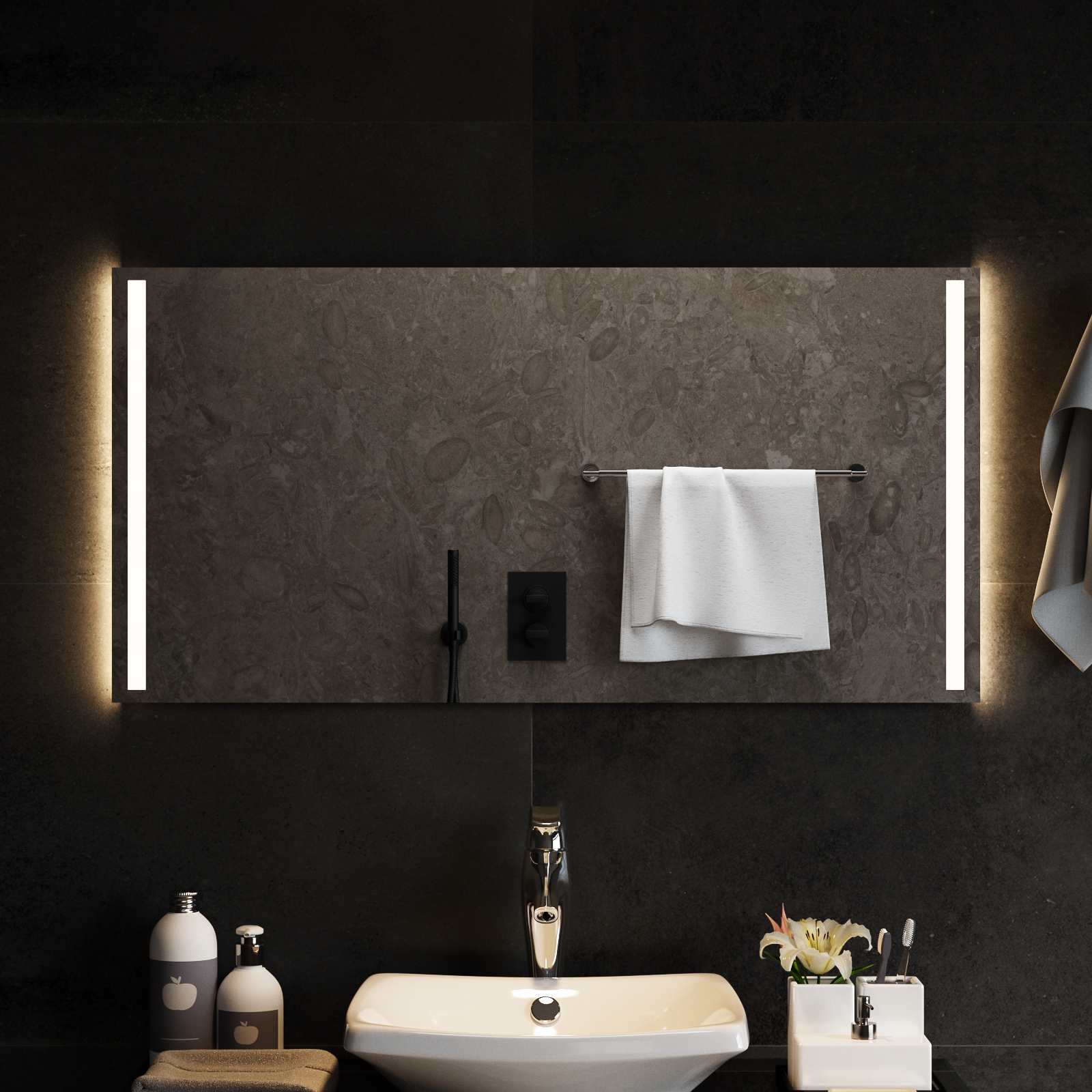 LED-Badezimmerspiegel Transparent 100 x 50 cm Gehärtetes Glas
