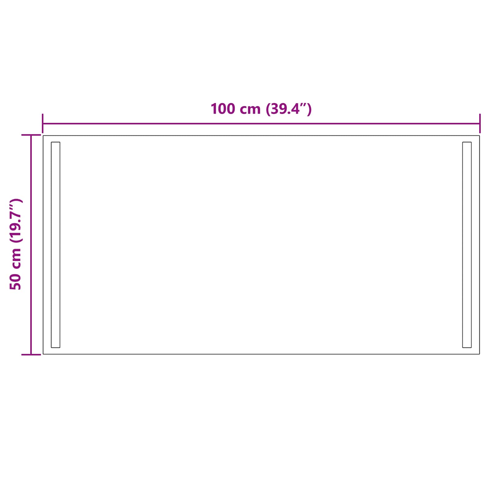 LED-Badezimmerspiegel Transparent 100 x 50 cm Gehärtetes Glas