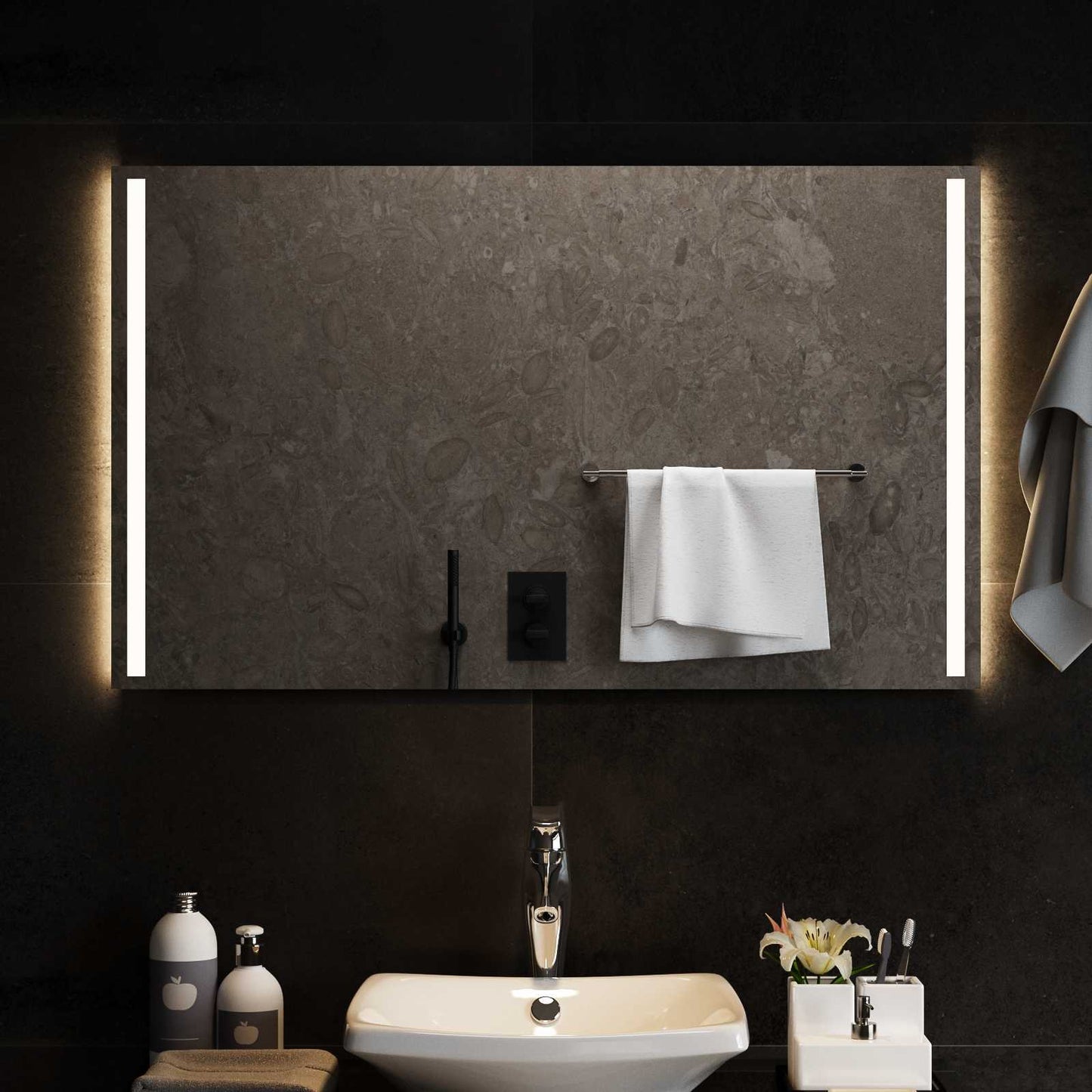 LED-Badezimmerspiegel Transparent 100 x 60 cm Gehärtetes Glas