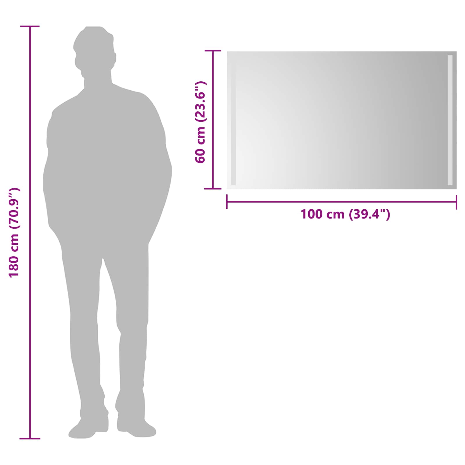 LED-Badezimmerspiegel Transparent 100 x 60 cm Gehärtetes Glas