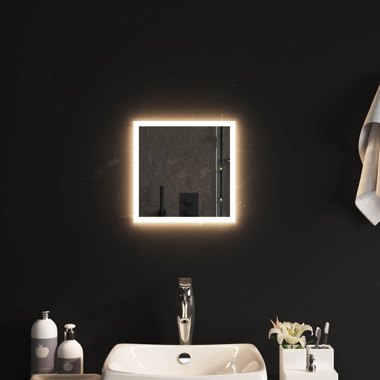 LED-Badezimmerspiegel Transparent 30 x 30 cm Gehärtetes Glas