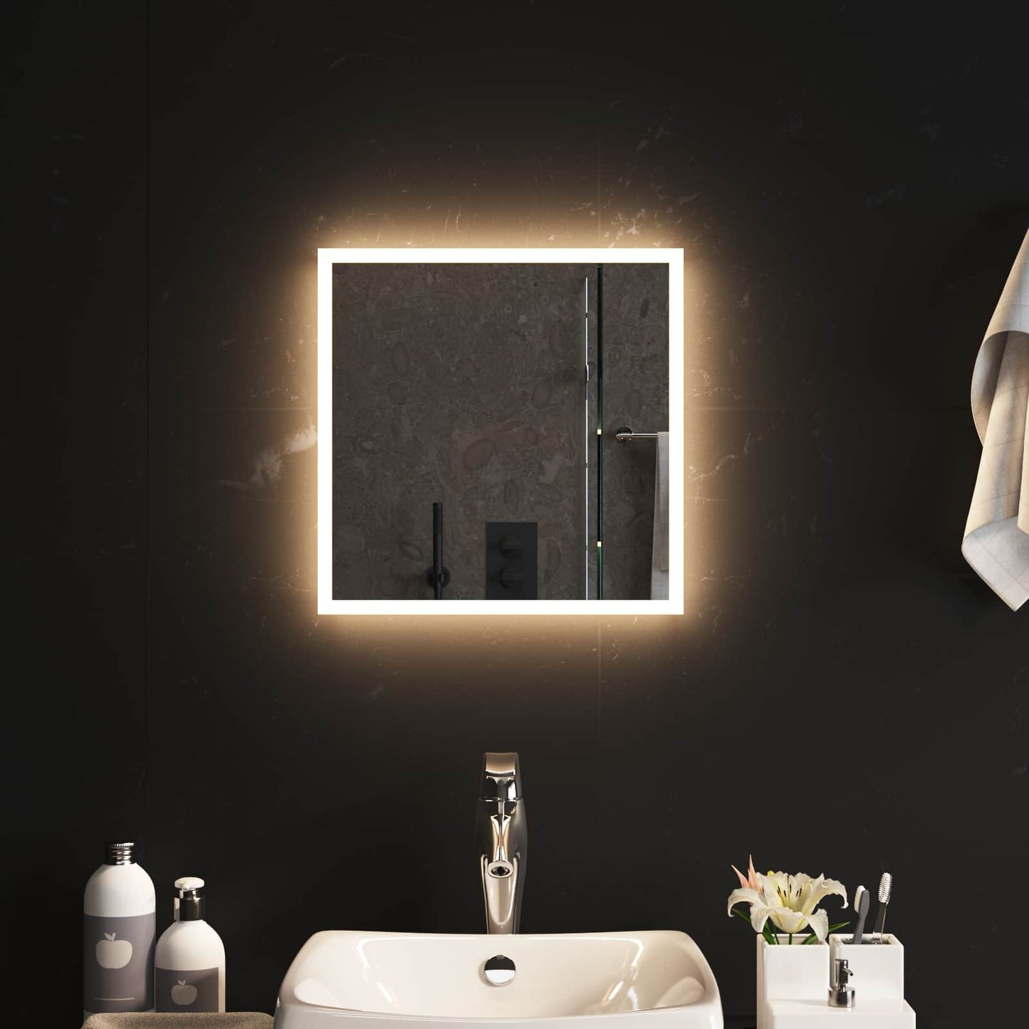 LED-Badezimmerspiegel Transparent 40 x 40 cm Gehärtetes Glas