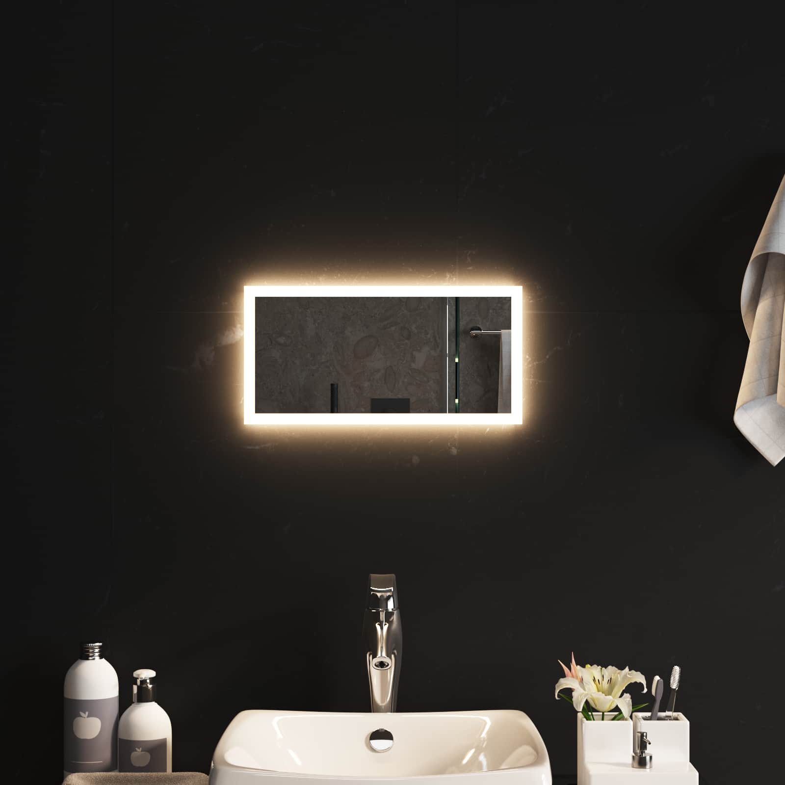 LED-Badezimmerspiegel Transparent 40 x 20 cm Gehärtetes Glas