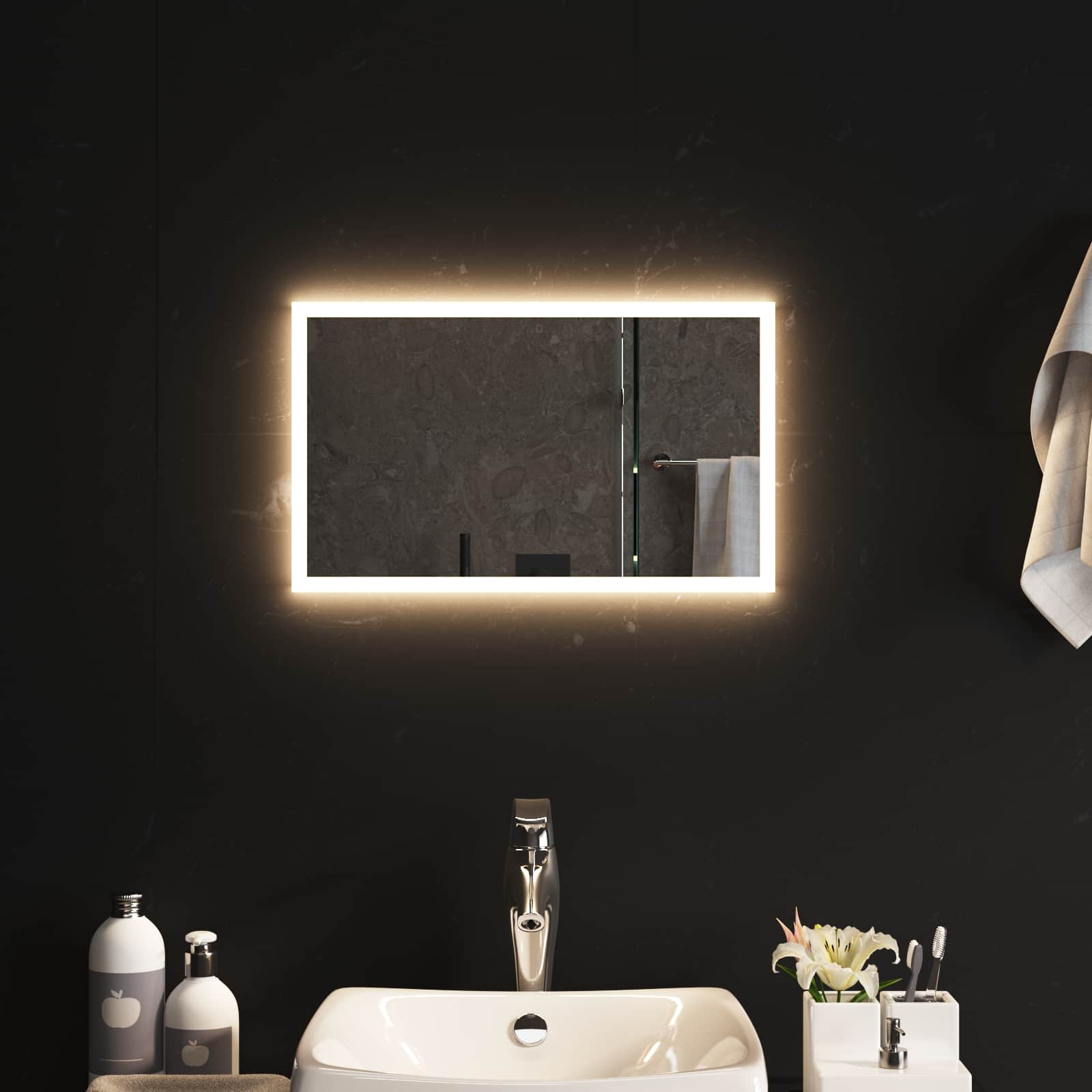 LED-Badezimmerspiegel Transparent 50 x 30 cm Gehärtetes Glas