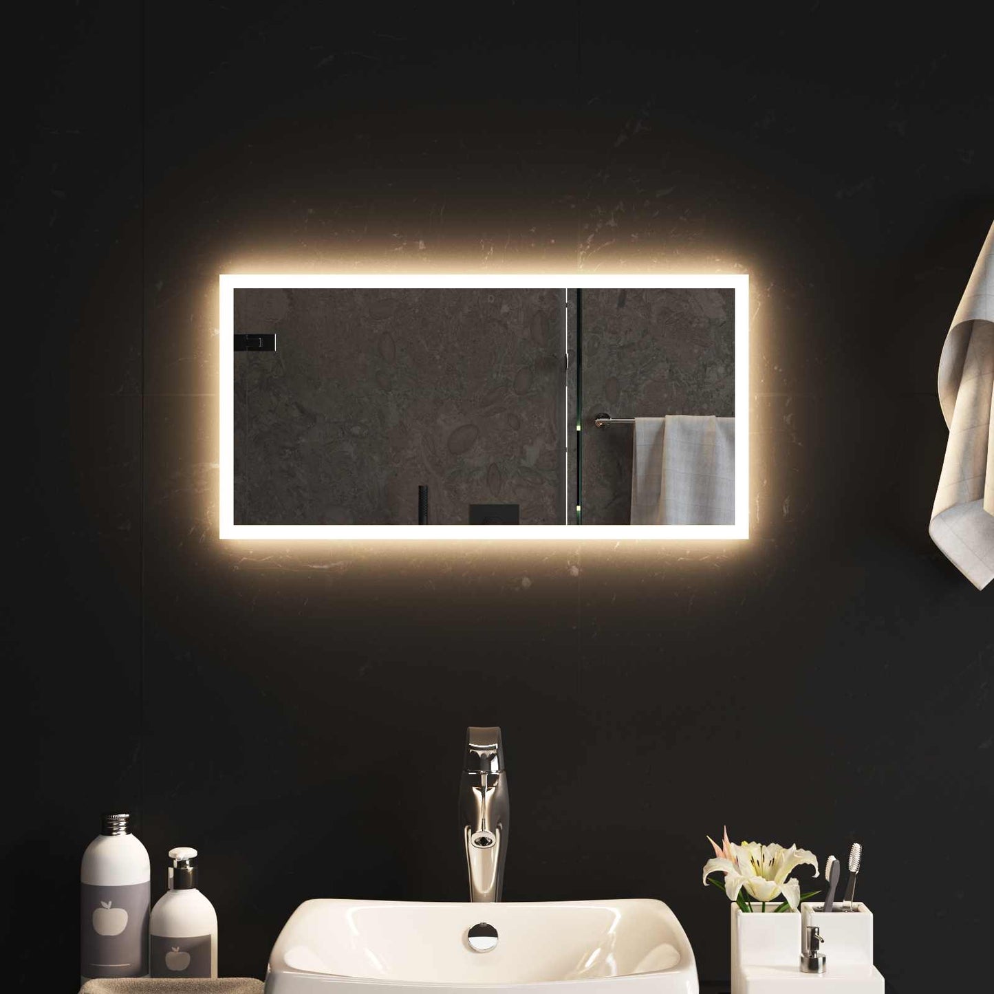 LED-Badezimmerspiegel Transparent 60 x 30 cm Gehärtetes Glas