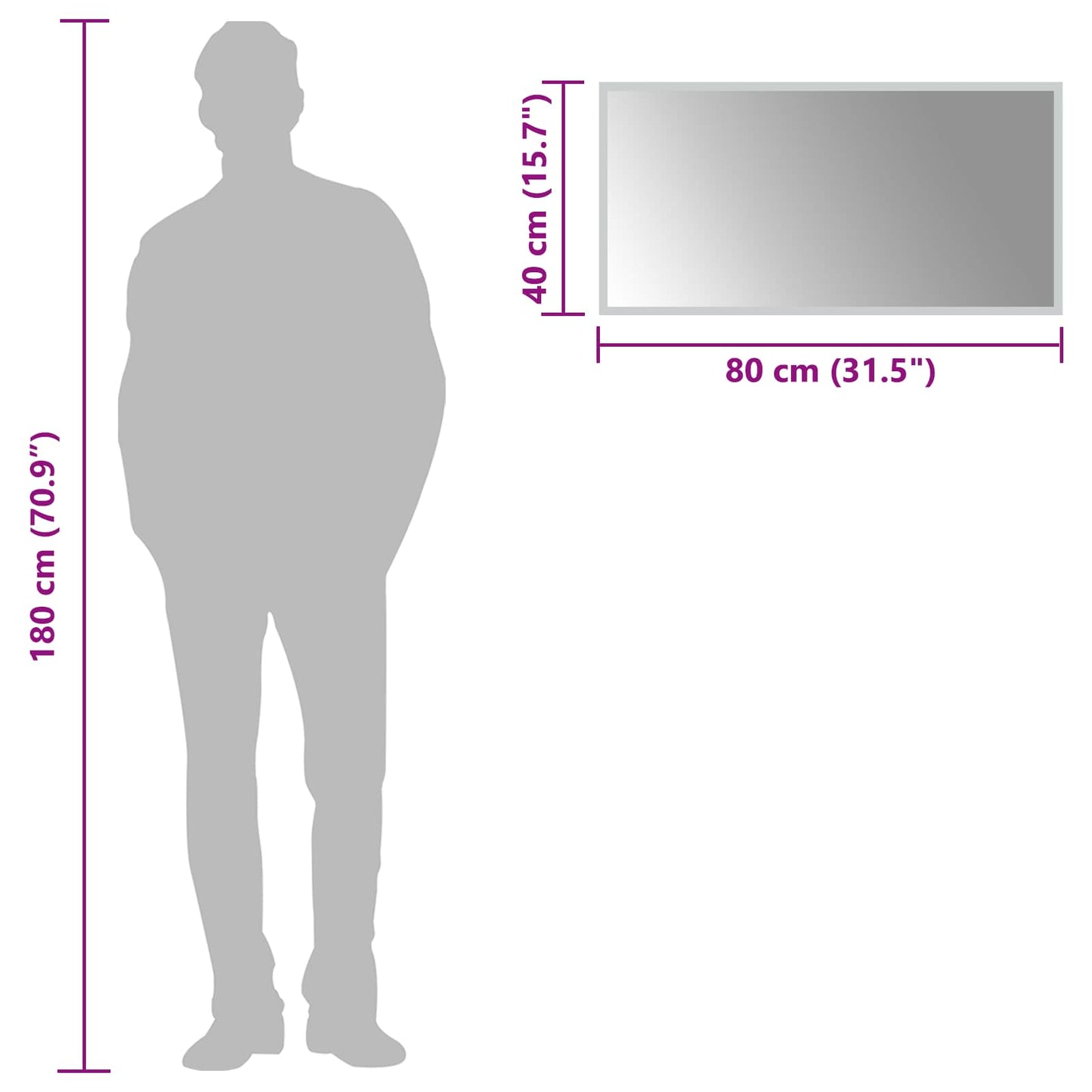 LED-Badezimmerspiegel Transparent 80 x 40 cm Gehärtetes Glas