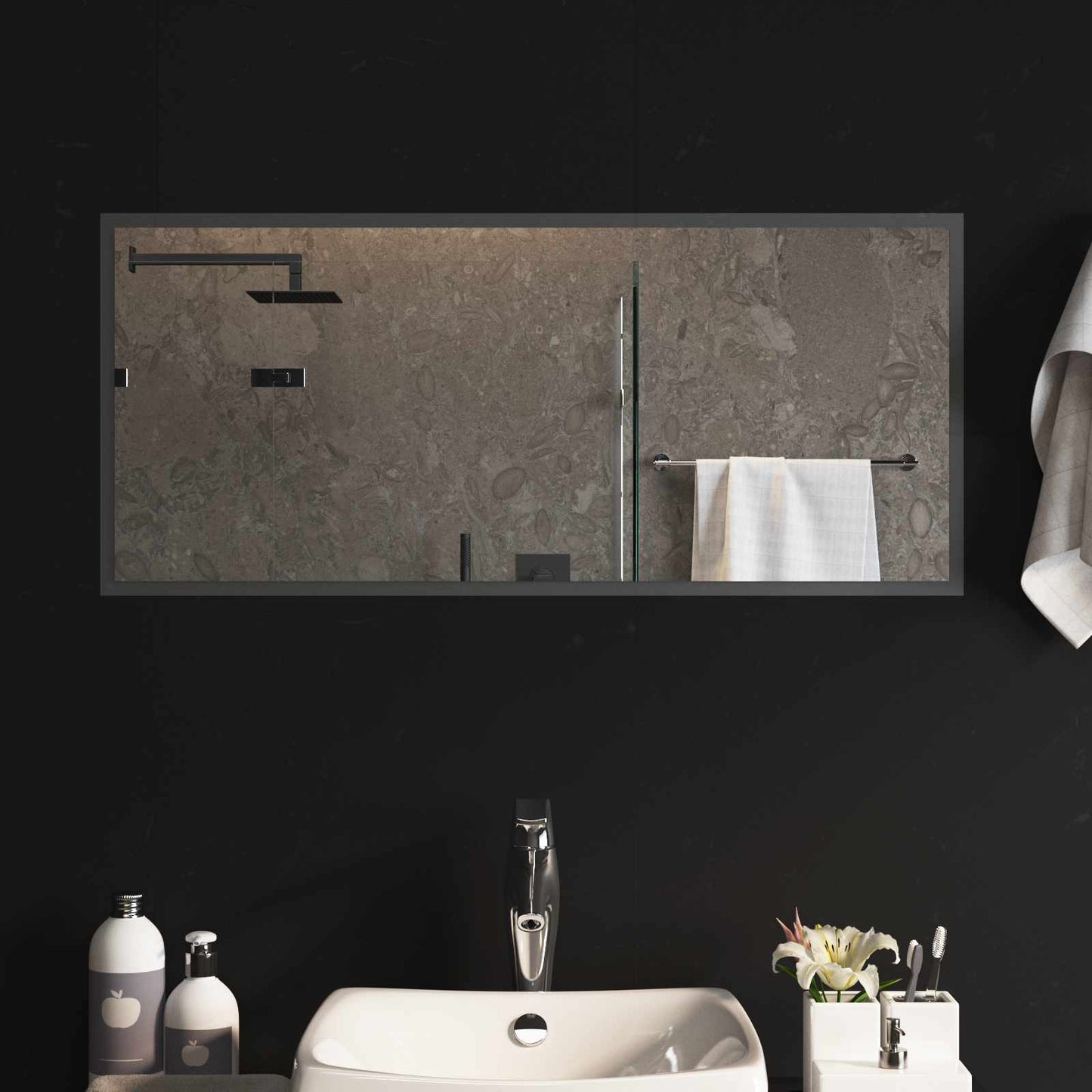 LED-Badezimmerspiegel Transparent 90 x 40 cm Gehärtetes Glas
