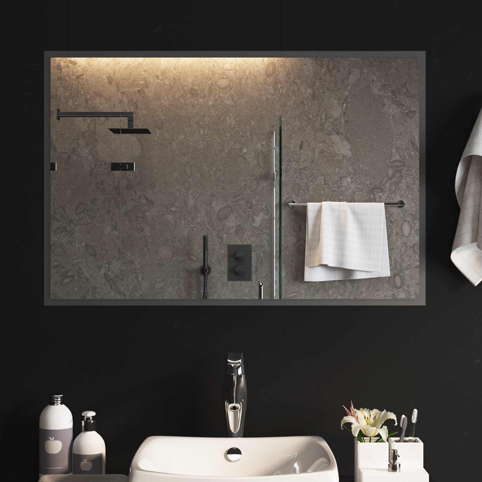 LED-Badezimmerspiegel Transparent 90 x 60 cm Gehärtetes Glas