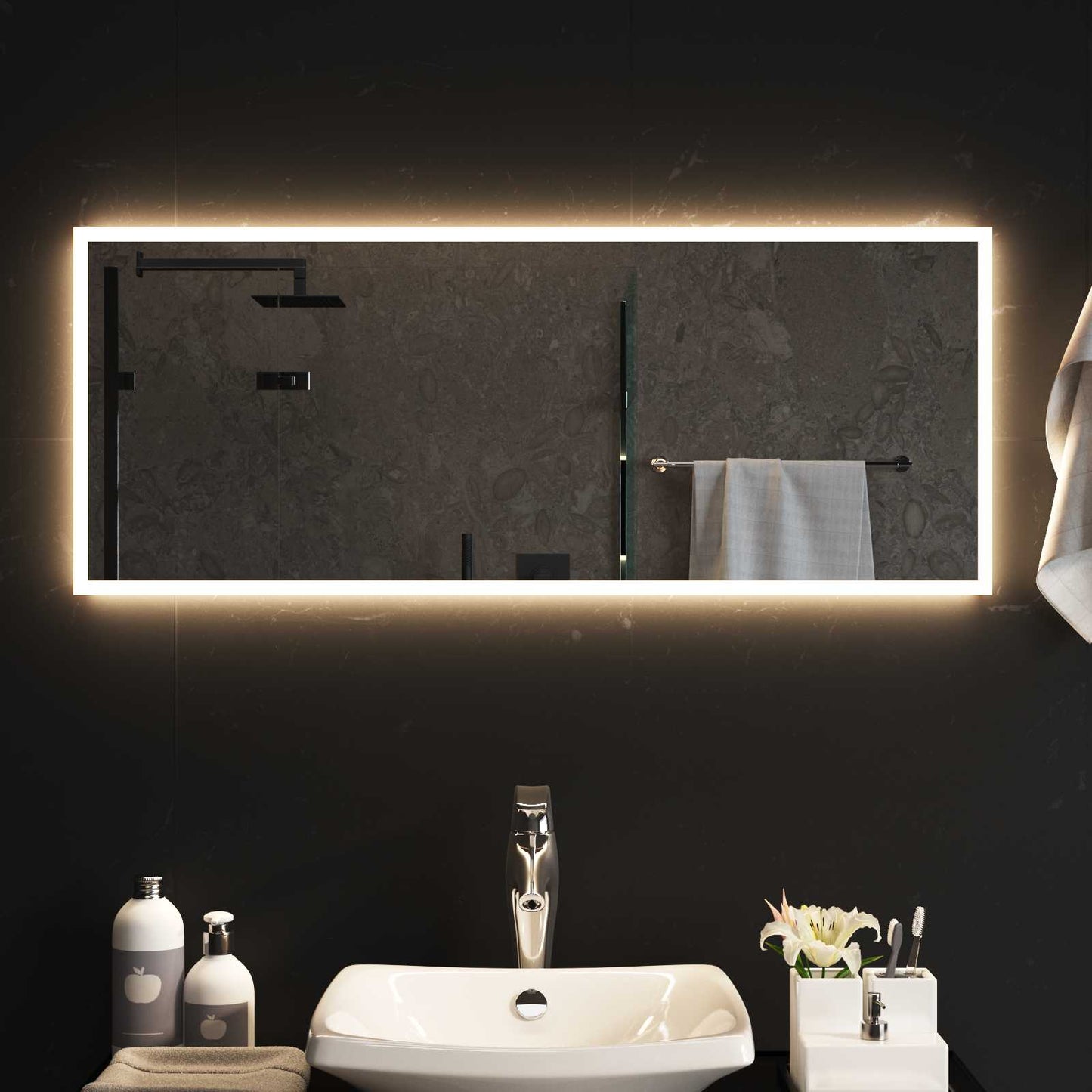LED-Badezimmerspiegel Transparent 100 x 40 cm Gehärtetes Glas