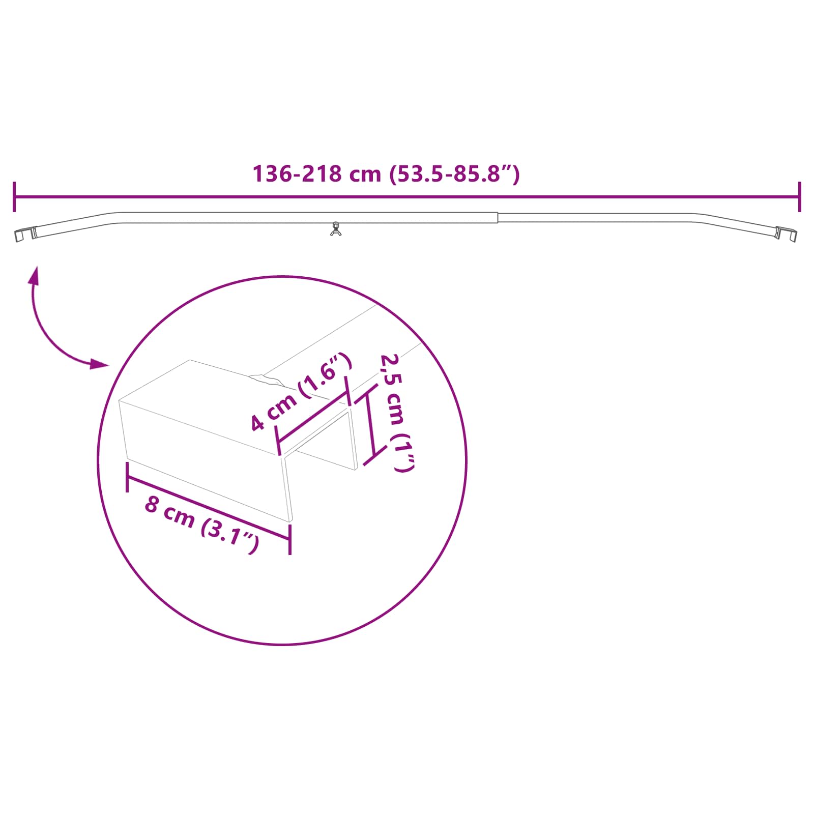 Planehalterung für Anhänger Silber 136-218 cm