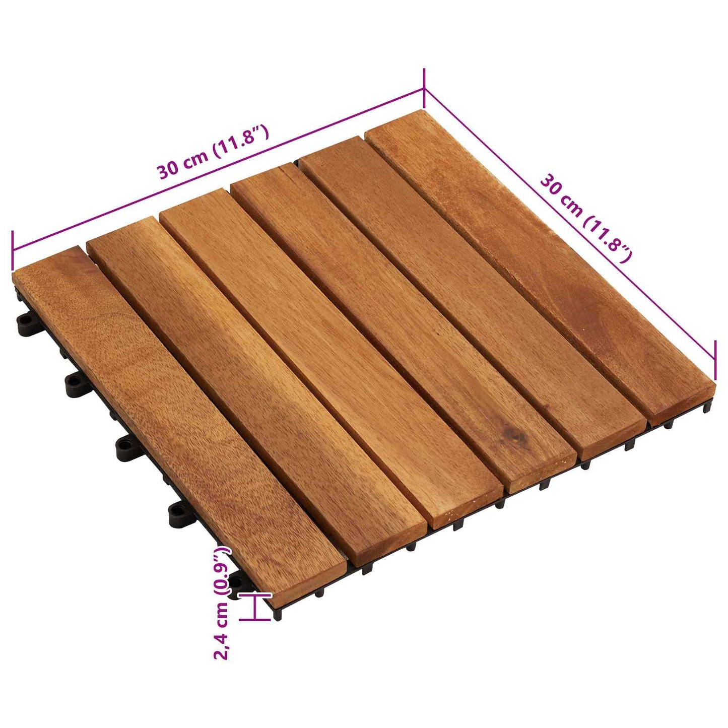 Terrassenfliese 30 stk. Braun 30 x 30 cm Akazien-Hartholz