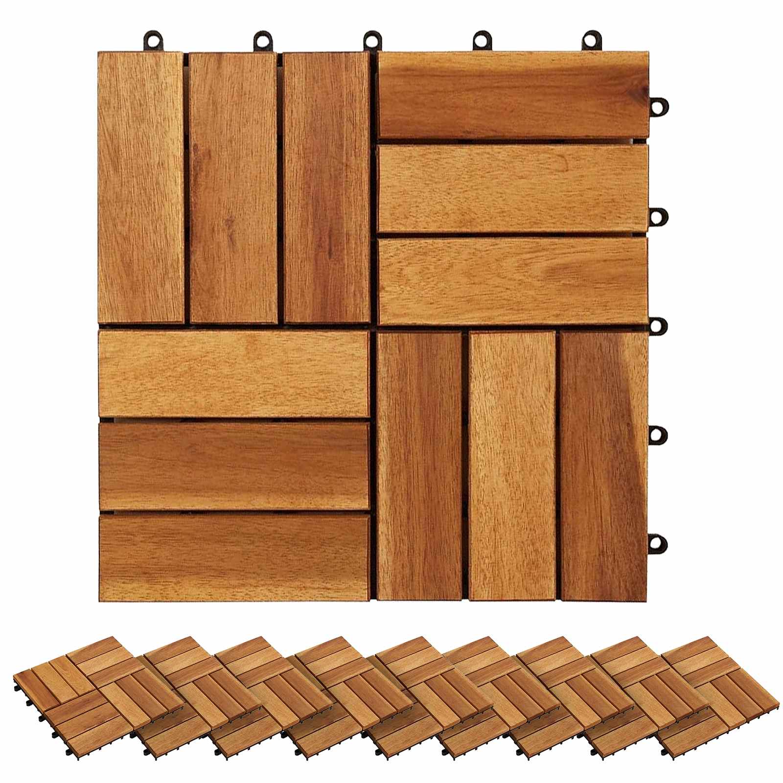 Terrassenfliese 30 stk. Braun 30 x 30 cm Akazien-Hartholz
