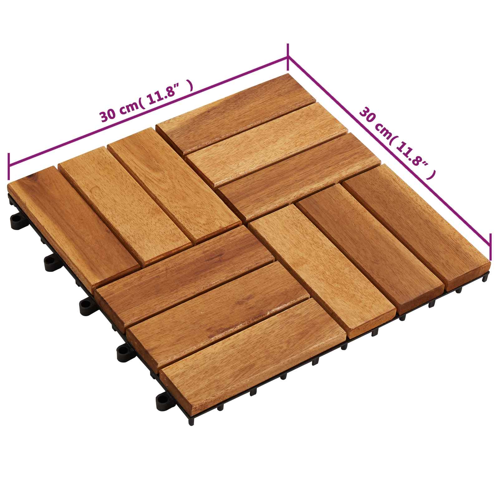 Terrassenfliese 30 stk. Braun 30 x 30 cm Akazien-Hartholz