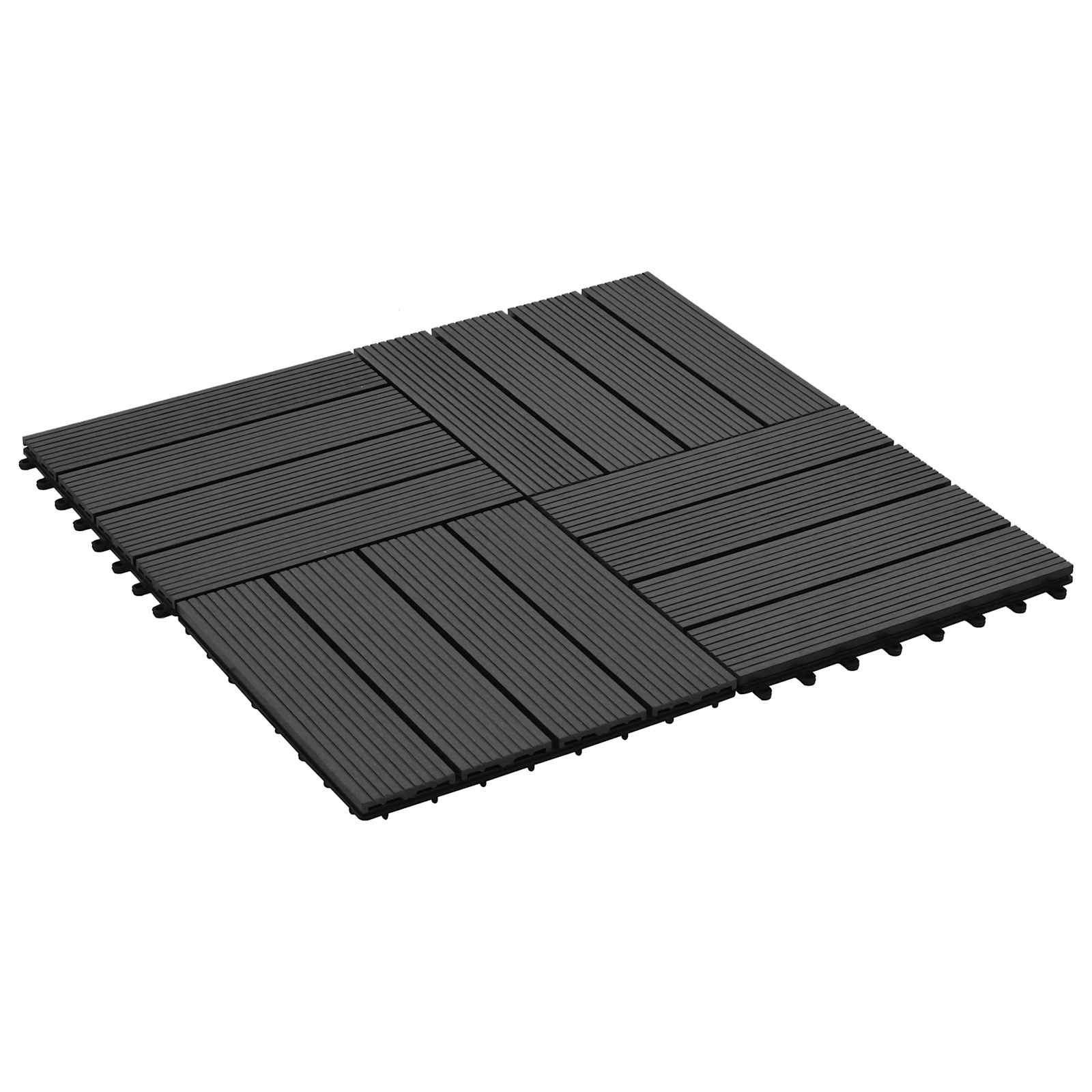 Terrassenfliese 22 pcs Schwarz 30 x 30 cm WPC