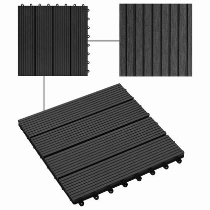 Terrassenfliese 22 stk. Schwarz 30 x 30 cm WPC