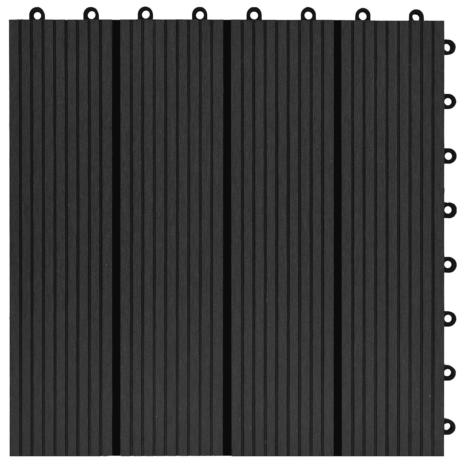 Terrassenfliese 22 stk. Schwarz 30 x 30 cm WPC