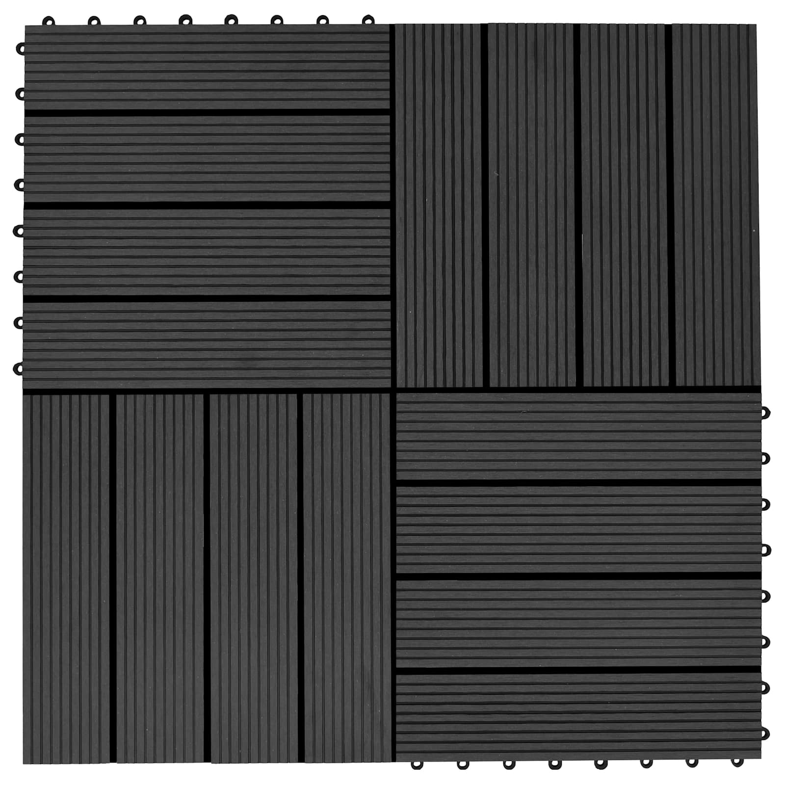 Terrassenfliese 22 stk. Schwarz 30 x 30 cm WPC