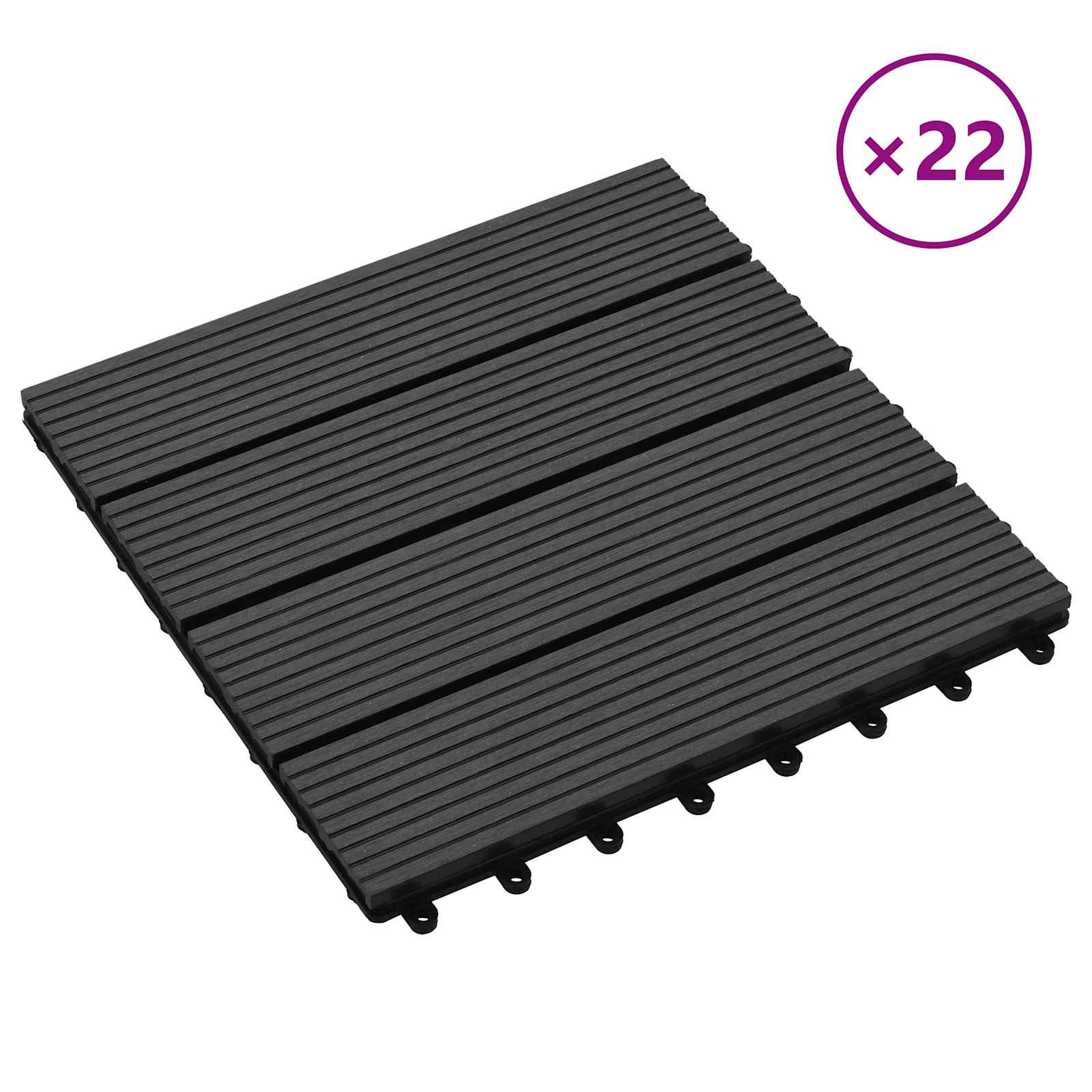 Terrassenfliese 22 stk. Schwarz 30 x 30 cm WPC