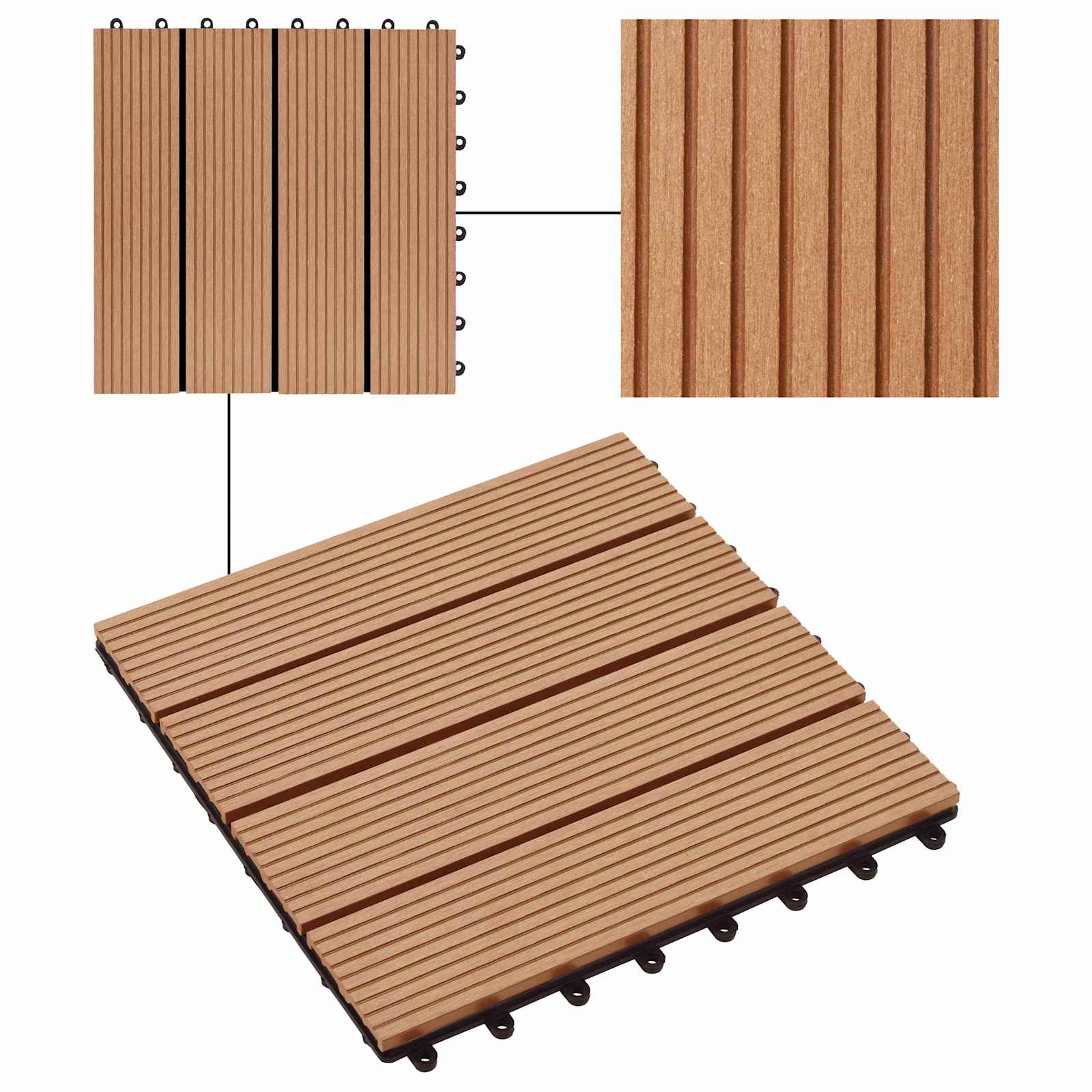 Terrassenfliese 22 pcs Teak 30 x 30 cm WPC