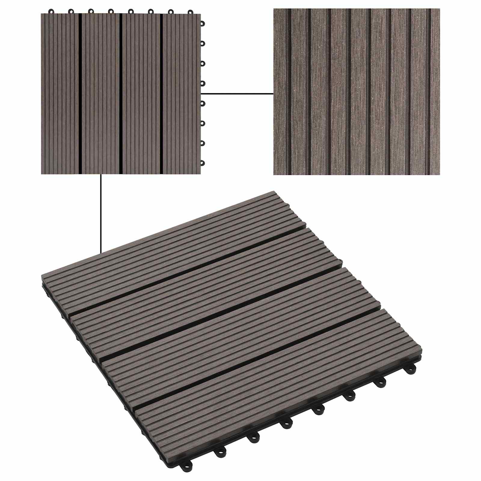 Terrassenfliese 22 pcs Dunkelbraun 30 x 30 cm WPC